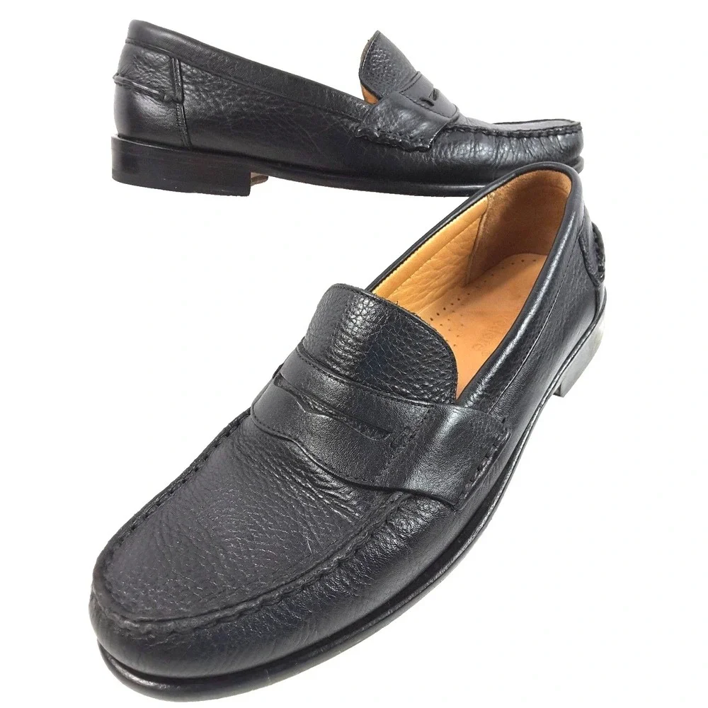 Belvedere Studio Michelle Men's Black Pebbled Leather Penny Loafer Shoe‎ Sz 9 EE